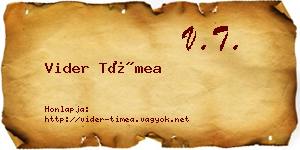 Vider Tímea névjegykártya